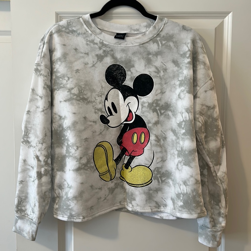 Gray tie dye Mickey sweatshirt